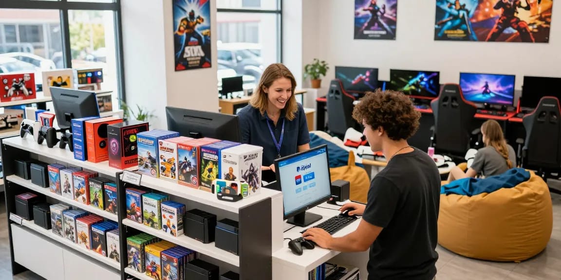 Exciting rokok88 slot retail scene showcasing customers enjoying their gaming experience.