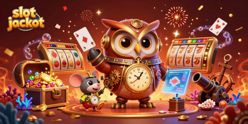 Experience the thrill of a slot jackpot in this vibrant casino-themed illustration.